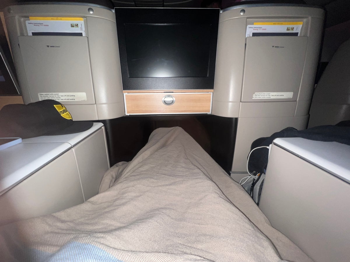 Swiss 777 business class bed front view