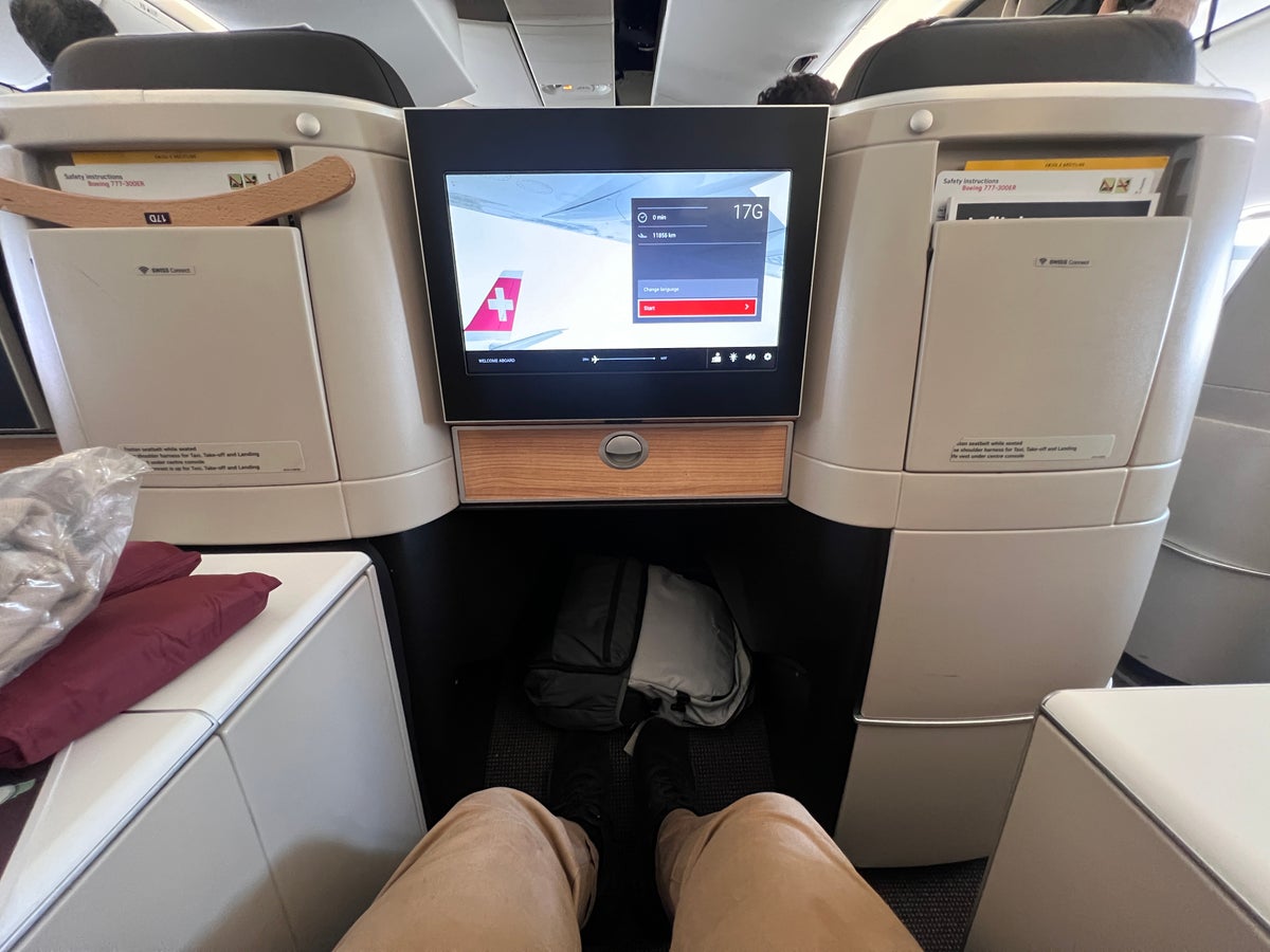 Swiss 777 business class seat view