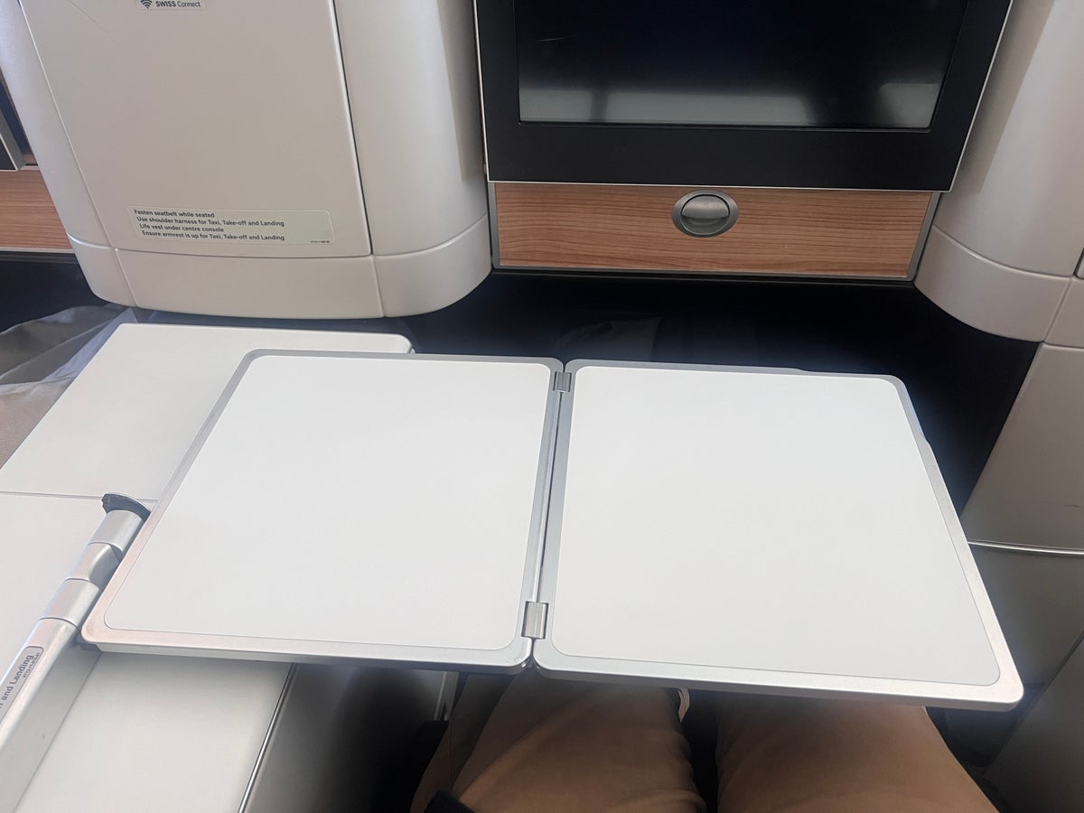 Swiss 777 business class tray table