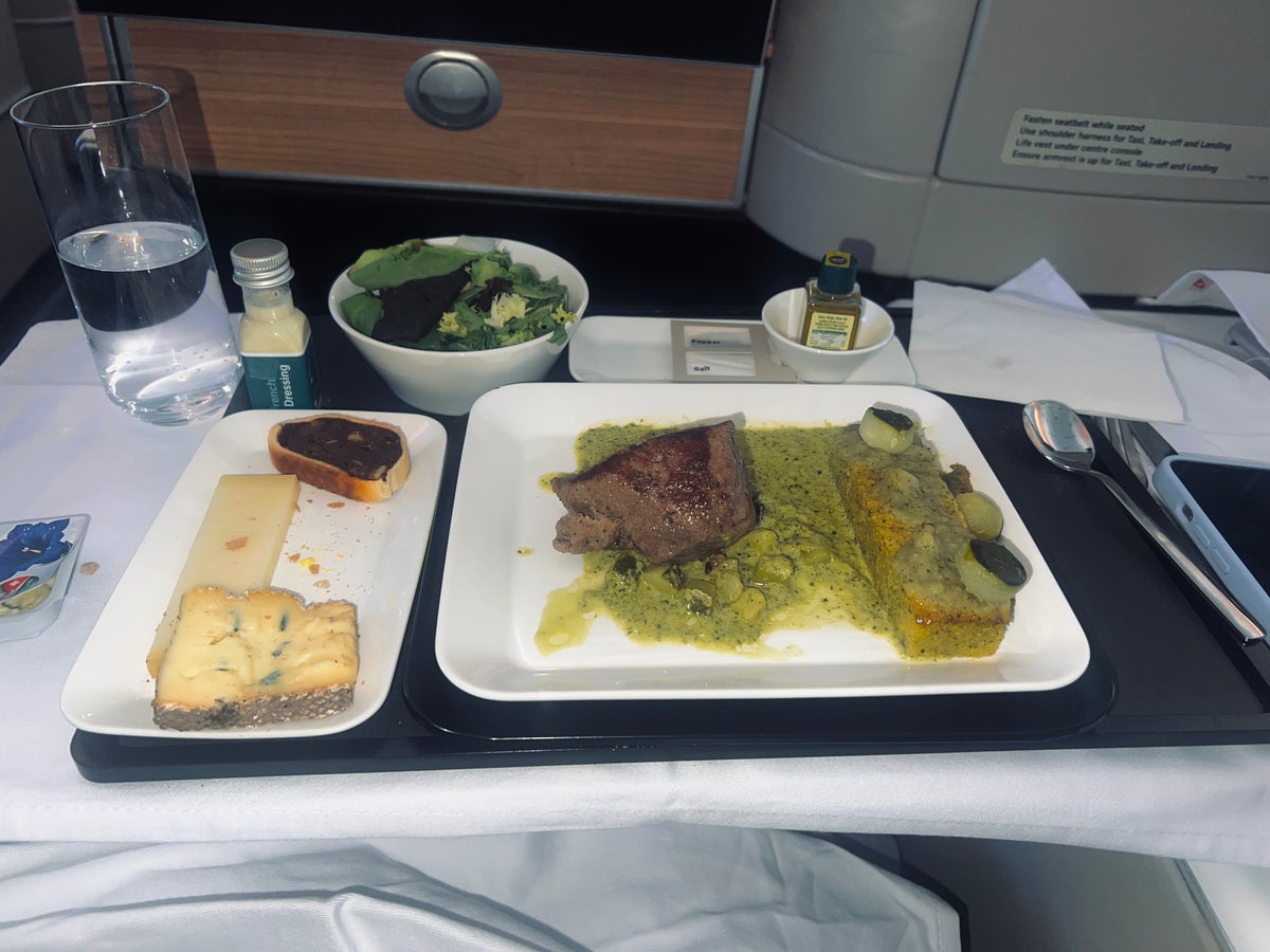 Swiss 777 business class wifes main course