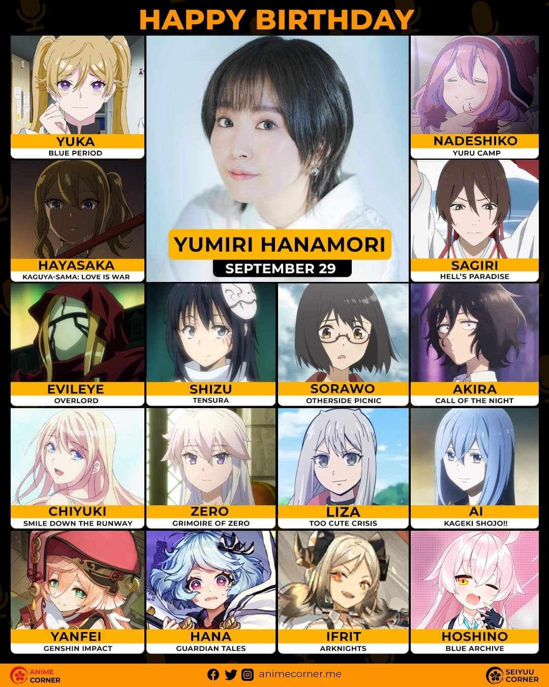 #Genshin HAPPY BIRTHDAY 🎉 HANAMORI YUMIRI (花守 ゆみり) - CV của YANFEI :3 ...