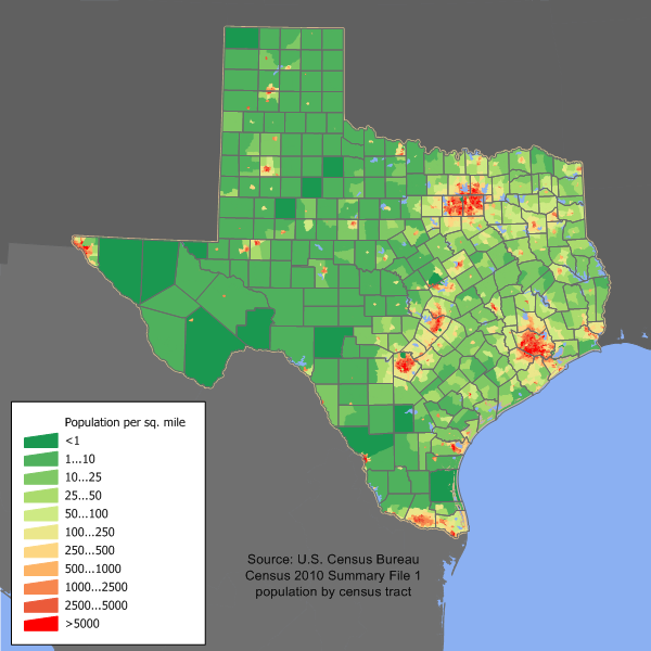 Texas Population Density Map - Alaine Leonelle