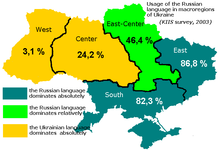 Map of the usage of the Russian language in Ukraine