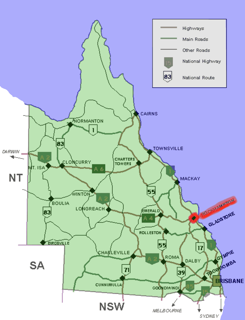 Map Of Rockhampton Qld