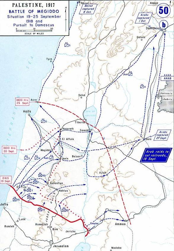 Map showing Allenby's final attack at Megiddo, September 1918. © United States Military Academy