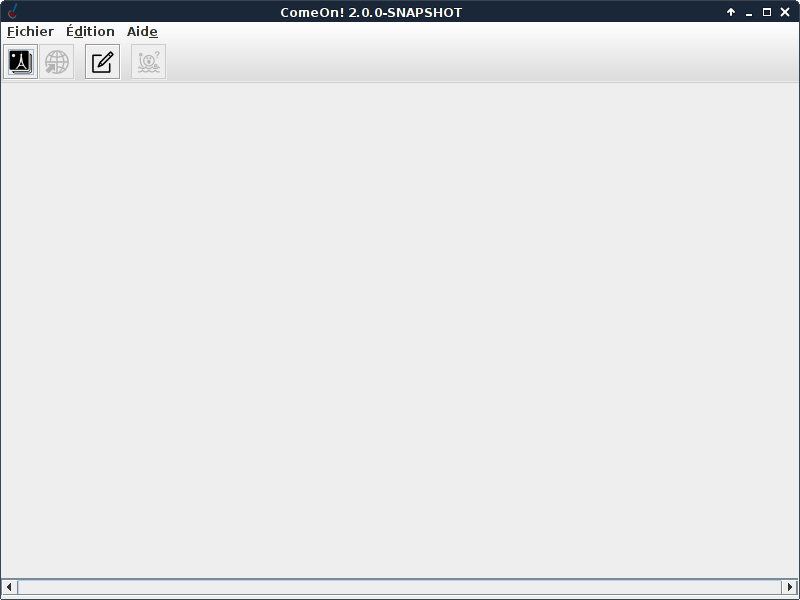 Fenêtre principale de ComeOn! prête pour charger des images.
