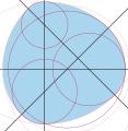 Crossed lines method for curves of constant width