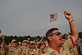 Scouts waving flag at Jamboree.