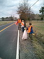 Scouts participate in a service project.