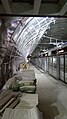 Construcción del andén dirección Los Libertadores vista sur de la estación Parque Almagro, en la comuna de Santiago.