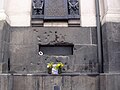 Bullet-scarred window of the Church of Saints Cyril and Methodius in Prague where the attackers on Heydrich were cornered.