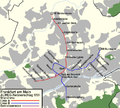 Deutsch: ALWEG-Einschienenbahn, Vorschlag von 1959 English: Proposed ALWEG monorail network of 1959.