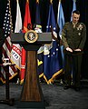 Outgoing Chairman of the Joint Chiefs of Staff General Peter Pace at a ceremony awaiting President George W. Bush in the Eisenhower Executive Office Building.