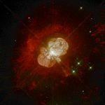 A NASA Hubble Space Telescope "natural color" image of the material surrounding the star Eta Carinae, as imaged by the Wide Field Planetary Camera 2 (WFPC-2)