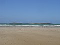 * Nomination The islands of Théviec (or Téviec), (right) and Guernic (left), where was found the mesolithic tomb illustrated below here by Archaeodontosaurus and Rama. View from the beach of Saint-Pierre Quiberon, Morbihan, Brittany, France. --Jebulon 22:22, 11 October 2010 (UTC) * Decline poor image quality, blurry, horizon is not level, narrow angle of view. not a quality image, sorry. --BennyJ 17:12, 12 October 2010 (UTC)