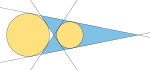 Two circles tangent to the extended sides of a non-convex kite