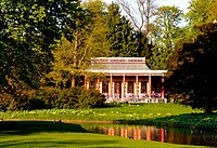 9: The Chinese tea-house from 1799 to 1800 by Andreas Kirkerup in Frederiksberg Park in Copenhagen in Denmark, viewed from the South-West.