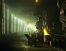 #3: Steam locomotives of the Chicago & Northwestern Railway in the roundhouse at the Chicago, Illinois rail yards in 1942. Jack Delano (PD-USGov)