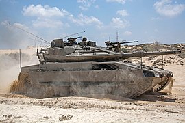 Merkava Mk IV tank with Windbreaker (Trophy APS)