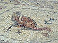 Detail in mosaic floor, Church of St. Nilus, Mamshit archaeological site, Israel.