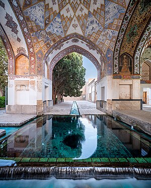 qajar kiosk in fin garden, kashan , iran