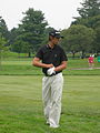 Aaron Baddeley waiting to hit his second shot on the 4th hole of the Congressional Country Club during the Earl Woods Memorial Pro-Am prior to the 2007 AT&T National tournament