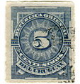 5c prussian blue,[2] 1884, used