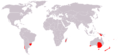 Range of Parastacidae