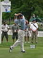 Brad Faxon teeing off on the 9th hole of the Congressional Country Club's Blue Course during the Earl Woods Memorial Pro-Am prior to the 2007 AT&T National tournament.