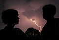 Scouts watch an oncoming storm.