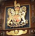 The Royal coat of arms of the United Kingdom (1816 – 1837) in the Main Hall of the Corpus Christi College, Cambridge.