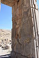 The King fighting with the unicorn in bas-relief at Persepolis.