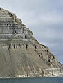 Stratigraphic column on north shore of Isfjorden, Svalbard, Norway.