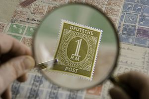 One of the first german stamps under Magnifying Glass