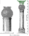 "Jachin" and "Boaz" - on the left is one possible form of the two pillars, on the right is the other possible form