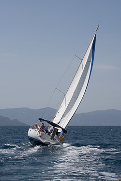 Sailboat heeling when sailing close hauled