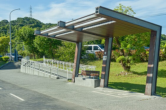 Accessibility ramps, wheelchair area below the rain shelter in New Taipei,Taiwan