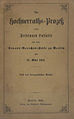 Titelblatt: Der Hochverratsprozeß wider Ferdinand Lassalle, Berlin 1864