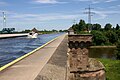 Mittellandkanal crosses the river Weser near Minden, old bridge