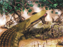 April 17: Life restoration of Aegisuchus witmeri.