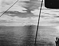 View of Ironbottom Sound looking southwest towards Savo Island (center) and Cape Esperance on Guadalcanal (left). Most of the nighttime warship surface engagements of November 13-15, 1942 took place in this area of water.