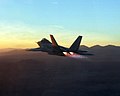 F-22 Raptor in full afterburner during flight testing at Edwards Air Force Base, Calif.