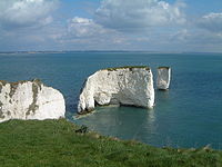 Old Harry Rocks, part of the Jurassic Coast, near Swanage, Dorset, England.