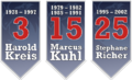 Banners with the retired numbers