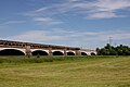 Mittellandkanal crosses the river Weser near Minden, old bridge