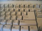 Closeup of part of a KeyTronic keyboard