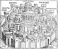 The oldest printed prospect of Jerusalem - By Hartmann Schedel, Nürnberg 1493 (from the Liber cronicarum)