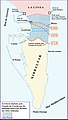 Map describing the successive British occupation of ground in the Neutral Zone (in Galician)