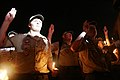 Scouts reaffirming their scout oath at Jamboree.