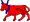 Vache de gueules colletée, clarinée et accornée d'azur (Cow gules collared belled and horned azure)